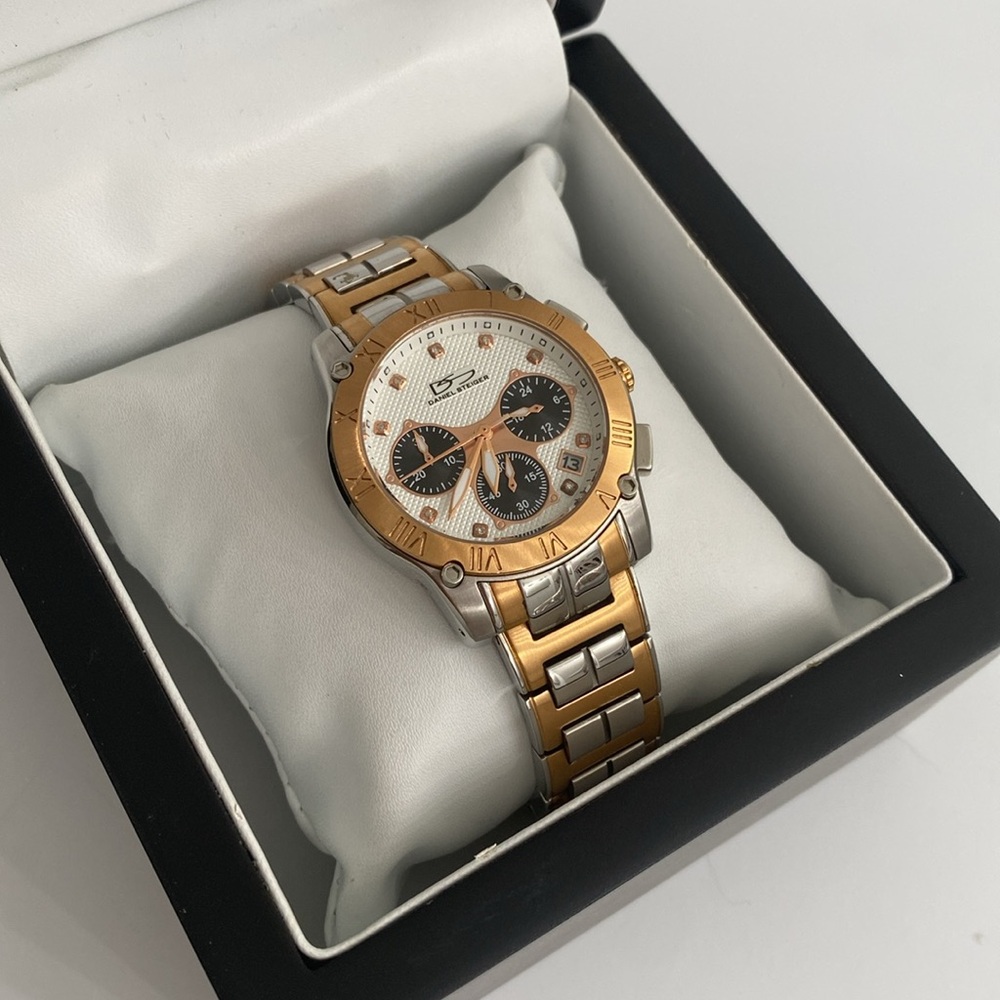 Daniel Steiger RoseGold and Silver Chronograph Watch 8078L
